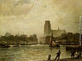 Cornelis Christiaan Dommelshuizen Rotterdamn seen from Fyenood painting